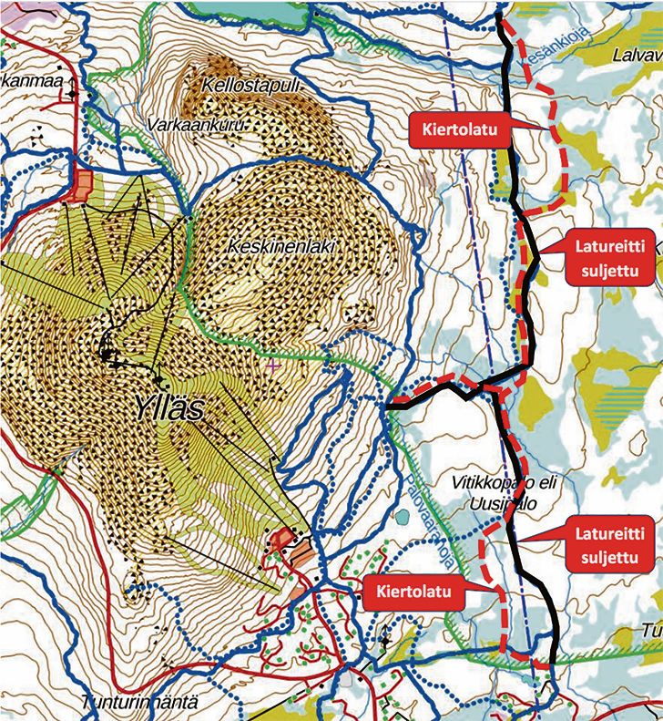 Kuukkeli - Ylläsjärvi–Latvamaja-ladulla poikkeusjärjestelyjä